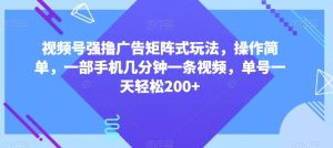视频号强撸广告矩阵式玩法,操作简单,一部手机几分钟一条视频,单号一天轻松200+【揭秘】-搞薯条网