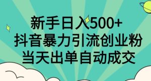 新手日入500+，抖音暴力引流创业粉，当天出单自动成交-搞薯条网