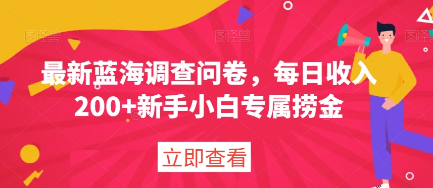 最新蓝海调查问卷，每日收入200+新手小白专属捞金 - 搞薯条网-搞薯条网