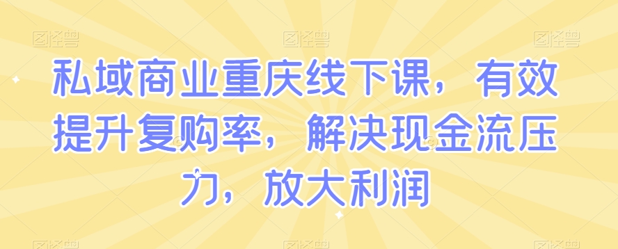 私域商业重庆线下课，有效提升复购率，解决现金流压力，放大利润-森森项目库