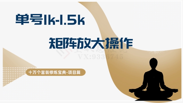 十万个富翁修炼宝典15.单号1k-1.5k，矩阵放大操作-森森项目库