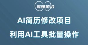 AI简历修改项目,利用AI工具批量化操作,小白轻松日200+-搞薯条网