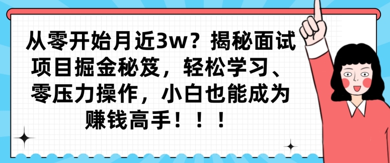 从零开始月近3w？揭秘面试项目掘金秘笈，轻松学习、零压力操作，小白也能成为赚钱高手-森森项目库