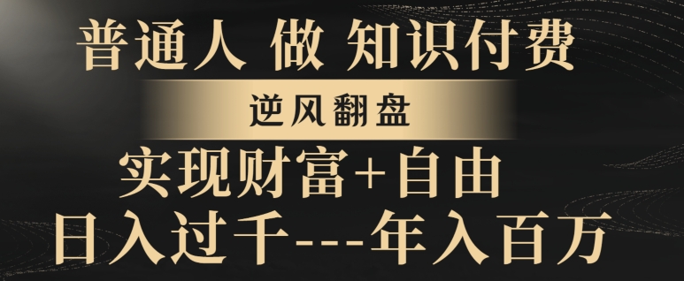 普通人做知识付费，实现财富自由，逆风翻盘，日入过千，年入百万 - 搞薯条网-搞薯条网