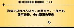 靠搭子项目月入过万,流量很大,一部手机即可操作,小白闭眼也要做-搞薯条网