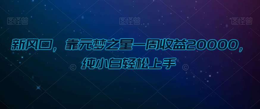 新风口，靠元梦之星一周收益20000，纯小白轻松上手 - 搞薯条网-搞薯条网