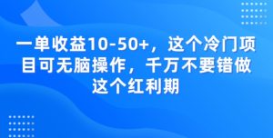 一单收益10-50+,这个冷门项目可无脑操作,千万不要错做这个红利期-搞薯条网