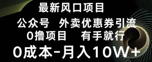 最新风口，0撸项目，抖音外卖公众号，优惠券引流，0成本月入10W+-搞薯条网
