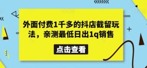 外面付费1千多的抖店截留玩法,亲测最低日出1q销售【揭秘】-搞薯条网