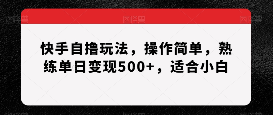 快手自撸玩法，操作简单，熟练单日变现500+，适合小白【揭秘】 - 搞薯条网-搞薯条网