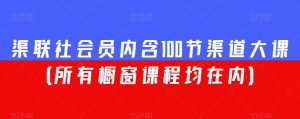 渠联社会员内含100节渠道大课(所有橱窗课程均在内)-搞薯条网