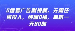 0撸看广告刷视频,无需任何投入,纯属0撸,单机一天80加-搞薯条网