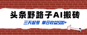 全网首发头条野路子AI搬砖玩法,纪实类超级蓝海项目,三天起号单日收益500+【揭秘】-搞薯条网