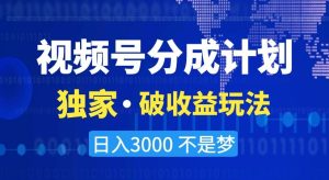 视频号分成计划,独家·破收益玩法,日入3000不是梦【揭秘】-搞薯条网