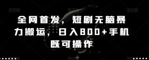 全网首发,短剧无脑暴力搬运,日入800+手机既可操作-搞薯条网