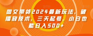 图文带货2024最新玩法,破播放技术,三天起号,小白也能日入500+【揭秘】-搞薯条网