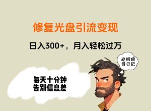 修复光盘引流变现,日入300+,月入轻松过万-搞薯条网