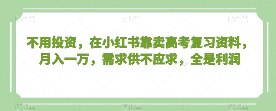 不用投资，在小红书靠卖高考复习资料，月入一万，需求供不应求，全是利润【揭秘】 - 搞薯条网-搞薯条网