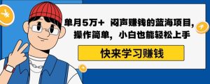 单月5万+闷声赚钱的蓝海项目,操作简单,小白也能轻松上手-搞薯条网