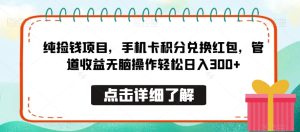 纯捡钱项目,手机卡积分兑换红包,管道收益无脑操作轻松日入300+-搞薯条网