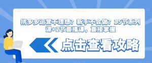 拼多多运营不理想?新手不会做?15节系列课+2节直播课,直接掌握-搞薯条网
