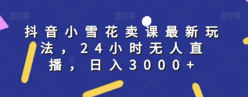 抖音小雪花卖课最新玩法，24小时无人直播，日入3000+【揭秘】-森森项目库