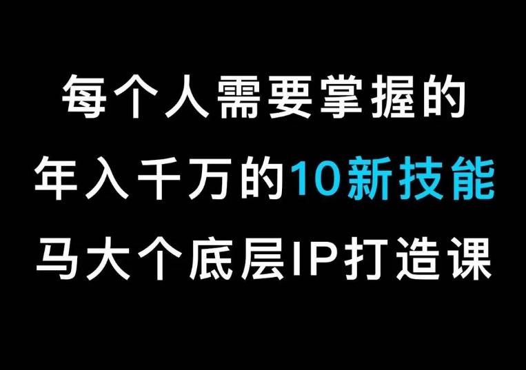 马大个的IP底层逻辑课，​每个人需要掌握的年入千万的10新技能，约会底层IP打造方法！-森森项目库