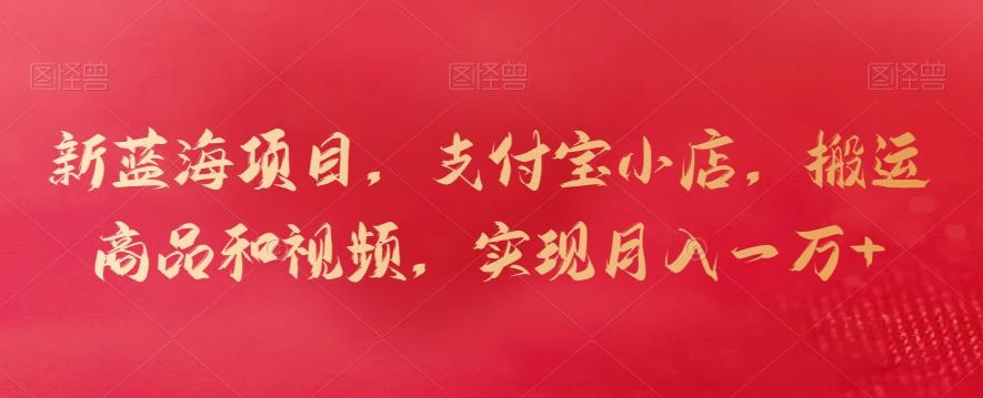 新蓝海项目，支付宝小店，搬运商品和视频，实现月入一万+【揭秘】 - 搞薯条网-搞薯条网