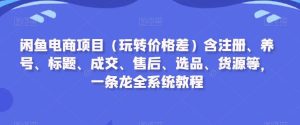 闲鱼电商项目(玩转价格差)含注册、养号、标题、成交、售后、选品、货源等,一条龙全系统教程-搞薯条网