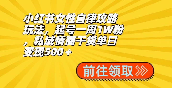 小红书女性自律攻略玩法，起号一周1W粉，私域情商干货单日变现500＋ - 搞薯条网-搞薯条网