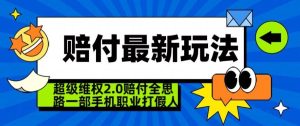 超级维权2.0全新玩法,2024赔付全思路职业打假一部手机搞定【仅揭秘】-搞薯条网