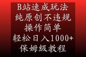 B站速成玩法,纯原创不违规,操作简单,轻松日入1000+,保姆级教程【揭秘】-搞薯条网