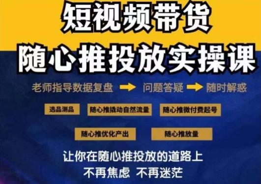 2024好物分享随心推投放实操课，随心推撬动自然流量/微付费起号/优化产出 - 搞薯条网-搞薯条网