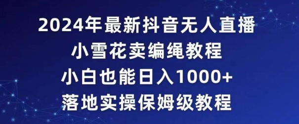2024年抖音最新无人直播小雪花卖编绳项目，小白也能日入1000+落地实操保姆级教程【揭秘】-森森项目库