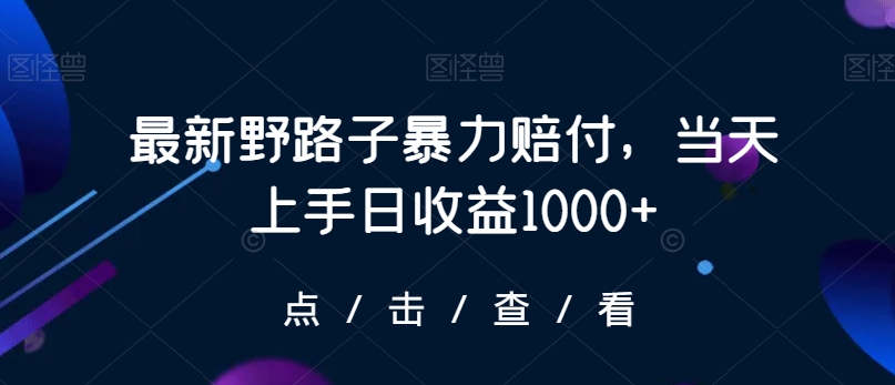 最新野路子暴力赔付，当天上手日收益1000+【仅揭秘】 - 搞薯条网-搞薯条网