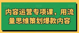 内容运营专项课，用流量思维策划爆款内容-搞薯条网