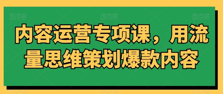 内容运营专项课，用流量思维策划爆款内容-森森项目库