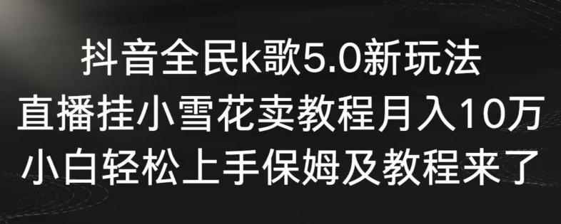 抖音全民k歌5.0新玩法，直播挂小雪花卖教程月入10万，小白轻松上手，保姆及教程来了【揭秘】 - 搞薯条网-搞薯条网
