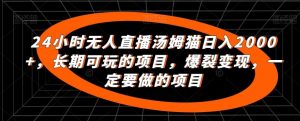 24小时无人直播汤姆猫日入2000+,长期可玩的项目,爆裂变现,一定要做的项目【揭秘】-搞薯条网