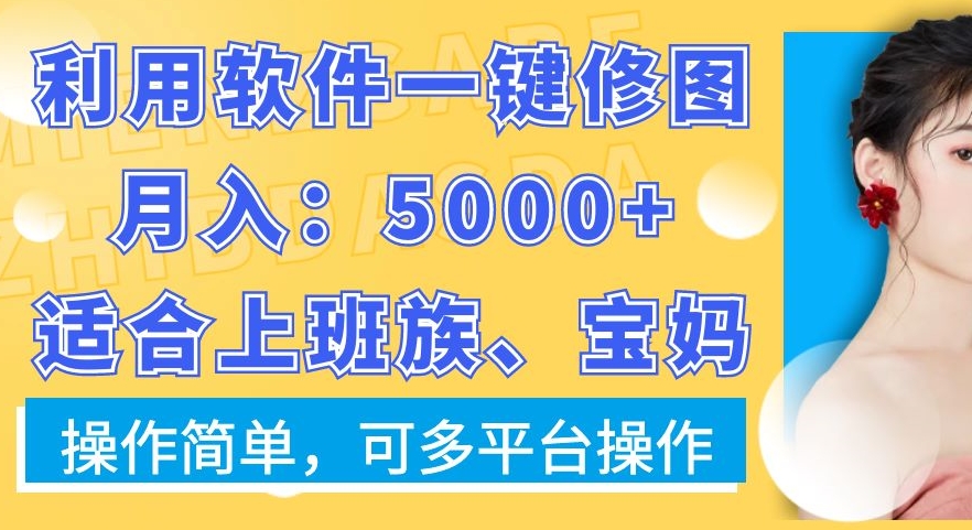 利用软件一键修图月入5000+，适合上班族、宝妈，操作简单，可多平台操作【揭秘】 - 搞薯条网-搞薯条网