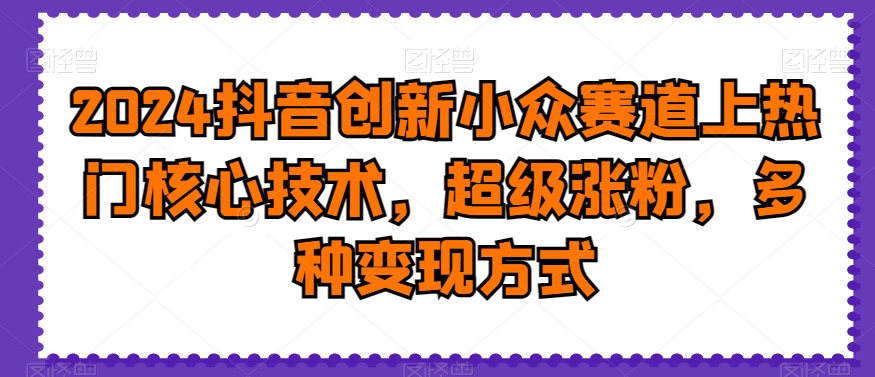 2024抖音创新小众赛道上热门核心技术，超级涨粉，多种变现方式【揭秘】-森森项目库