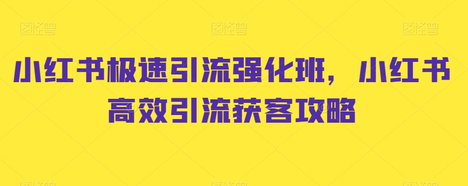 小红书极速引流强化班，小红书高效引流获客攻略-森森项目库