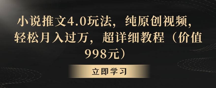小说推文4.0玩法，纯原创视频，轻松月入过万，超详细教程(价值998元)【揭秘】 - 搞薯条网-搞薯条网