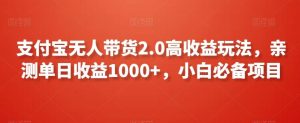 支付宝无人带货2.0高收益玩法,亲测单日收益1000+,小白必备项目【揭秘】-搞薯条网