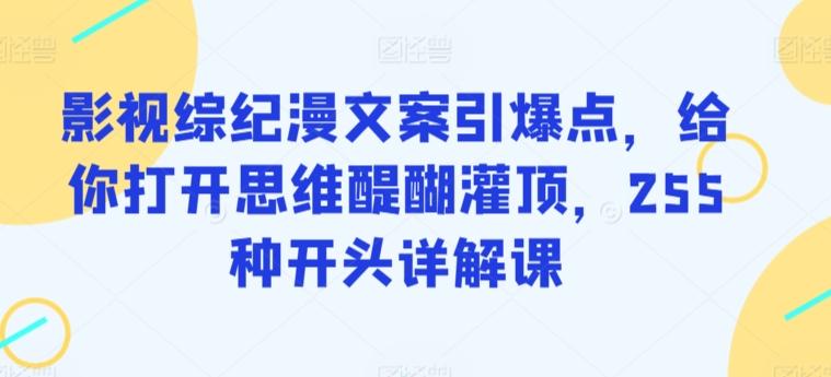 影视综纪漫文案引爆点，给你打开思维醍醐灌顶，255种开头详解课 - 搞薯条网-搞薯条网