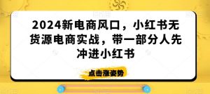 2024新电商风口,小红书无货源电商实战,带一部分人先冲进小红书-搞薯条网