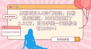 男粉项目5.0冷门玩法,男粉私密赛道,30天最高赚了2.32万,自己手搓一天轻松也有1000+【揭秘】-搞薯条网