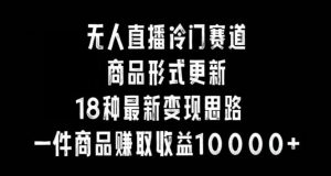 无人直播冷门赛道，商品形式更新，18种变现思路，一件商品赚取收益10000+【揭秘】-搞薯条网