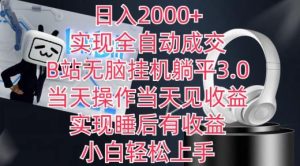 日入2000+，实现全自动成交，B站无脑挂机躺平3.0，当天操作当天见收益，实现睡后有收益【揭秘】-搞薯条网