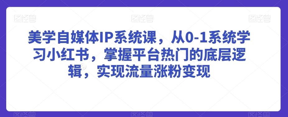 美学自媒体IP系统课，从0-1系统学习小红书，掌握平台热门的底层逻辑，实现流量涨粉变现 - 搞薯条网-搞薯条网